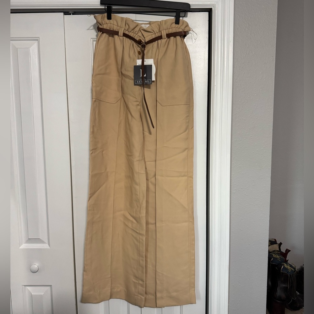 Chloé Tan Trousers with Brown Belt